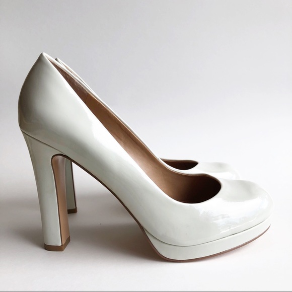 5/48 Cream Patent Leather Platform Pump Heel 40 - Picture 2 of 8
